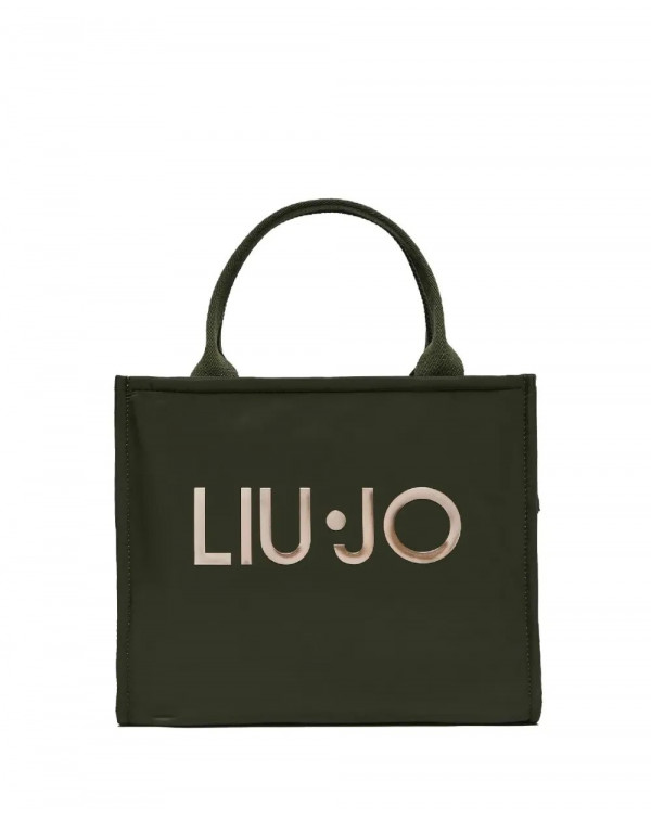 LIU.JO SHOPPING BAG IN NYLON LOGO ORO