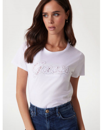 GUESS T-SHIRT LOGO IN PIZZO