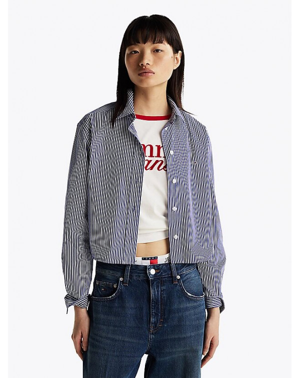 TOMMY JEANS CAMICIA RIGHE CROP