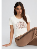 LIU.JO t-shirt con logo animalier e strass