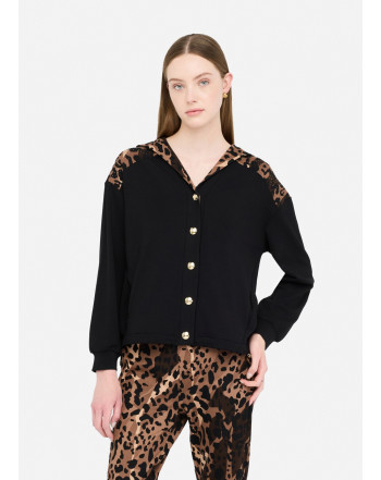 LIU.JO CARDIGAN IN FELPA CON CAPPUCCIO