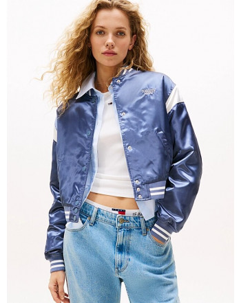 TOMMY JEANS BOMBER COLLEGE IN RASO