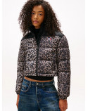 TOMMY JEANS piumino crop leopardato