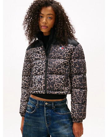 TOMMY JEANS PIUMINO CROP LEOPARDATO