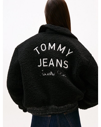 TOMMY JEANS BOMBER COLLEGE IN SHERPA CON LOGO