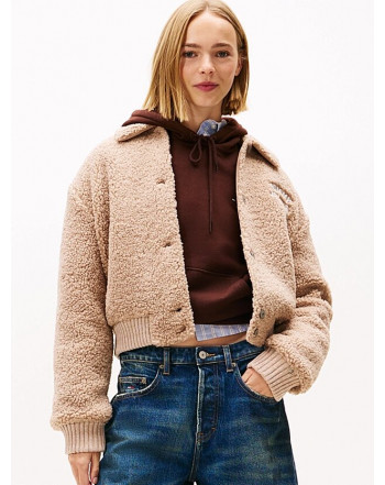 TOMMY JEANS BOMBER COLLEGE IN SHERPA CON LOGO