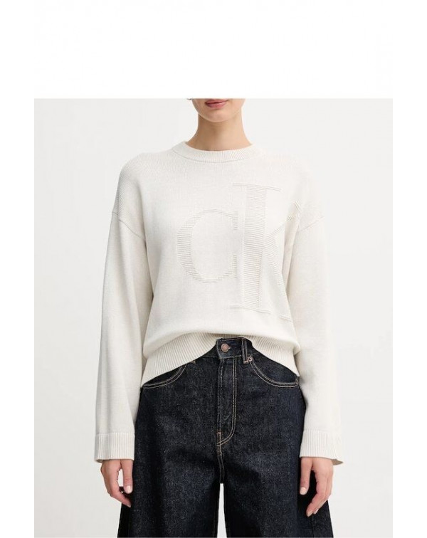 CALVIN KLEIN PULLOVER LOGO INTARSIATO