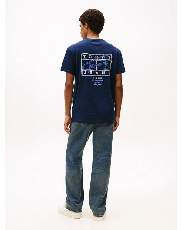 TOMMY JEANS T-SHIRT LOGO A TIMBRO SULLA SCHIENA