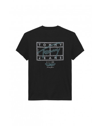 TOMMY JEANS T-SHIRT LOGO A TIMBRO SULLA SCHIENA