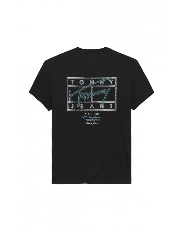 TOMMY JEANS T-SHIRT LOGO A TIMBRO SULLA SCHIENA