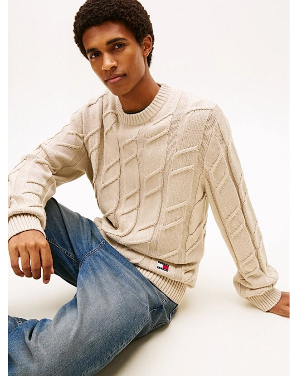 TOMMY JEANS PULLOVER INTRECCIATO CON LOGO