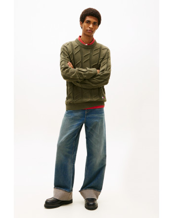 TOMMY JEANS PULOVER INTRECCIATO CON LOGO