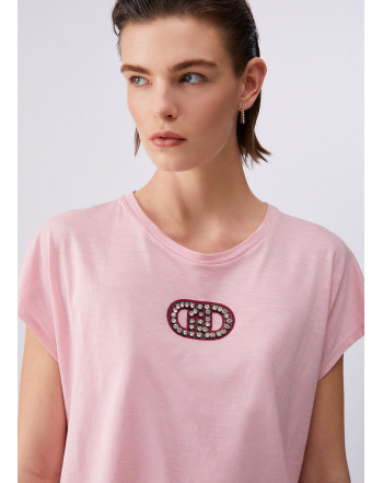 LIU.JO T-SHIRT CON DETTAGLI GIOIELLO