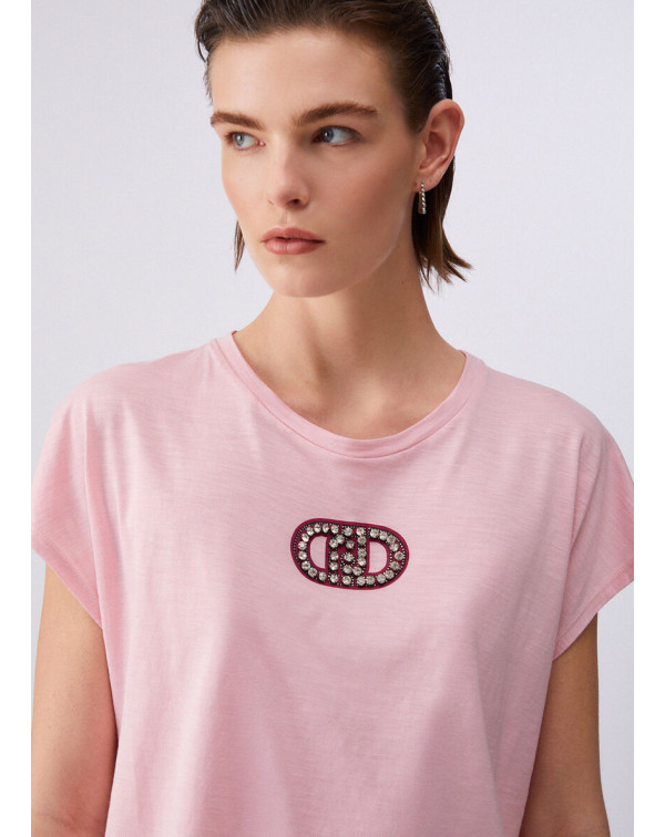 LIU.JO T-SHIRT CON DETTAGLI GIOIELLO