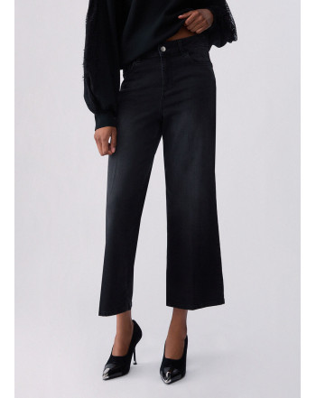 LIU.JO JEANS LARGO A ZAMPA CORTO NERO