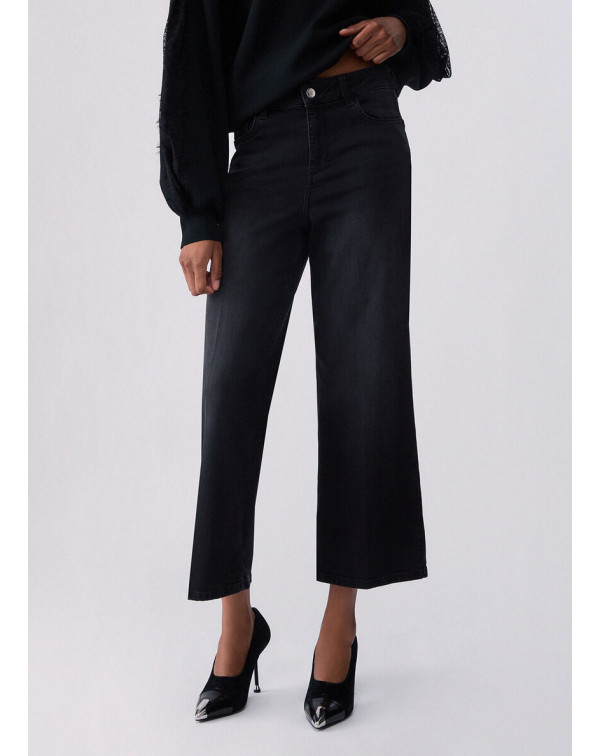 LIU.JO JEANS LARGO A ZAMPA CORTO NERO
