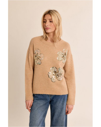MOLLY BRACKEN MAGLIONE  FIORI CON PAILLETTES