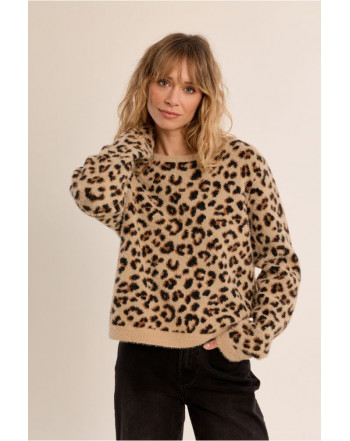 MOLLY BRACKEN MAGLIONE CORTO LEOPARDATO