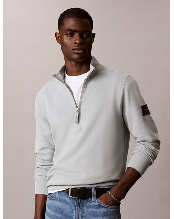 CALVIN KLEIN FELPA MEZZA ZIP LOGO PATCH
