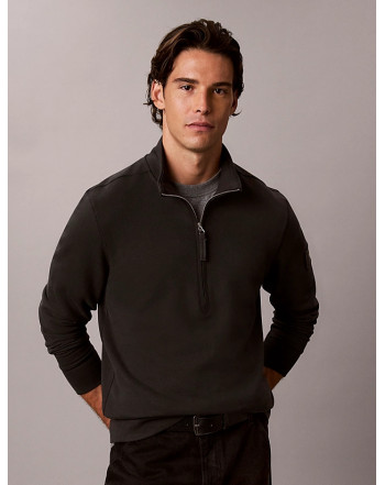CALVIN KLEIN FELPA MEZZA ZIP LOGO PATCH