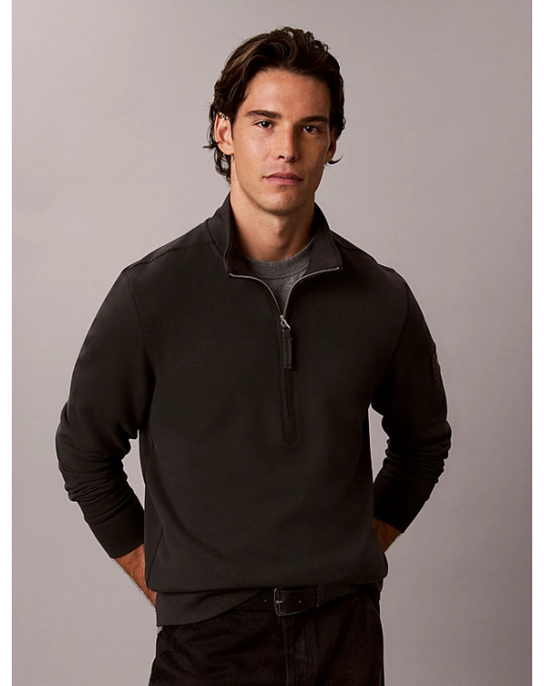 CALVIN KLEIN FELPA MEZZA ZIP LOGO PATCH